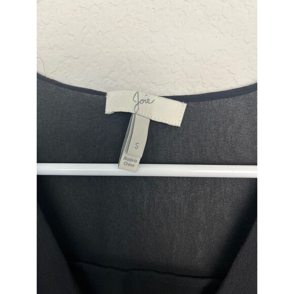 Joie Blouse Womens Small Black Silk Sheer Ruffle Peplum Long Sleeve Top - Picture 2 of 7